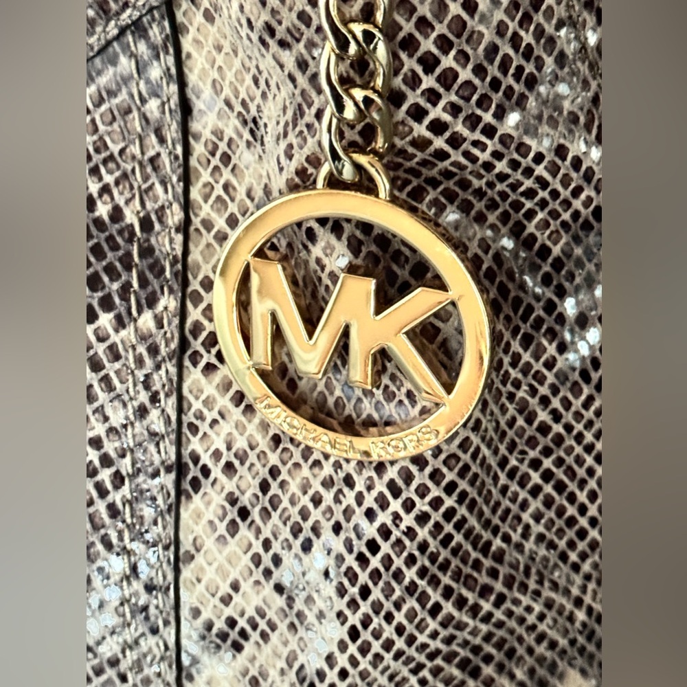 Euc Michael Michael Kors Python Embossed Leather … - image 4